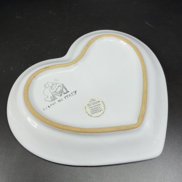 Hand Painted Deruta Italian Pottery Dish Plate Heart Shaped Folk Art Decorative - Picture 5 of 13